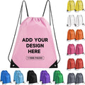 100 Pack Custom Drawstring Bags Bulk–Personalized LOGO/text Drawstring Backpack for Pet–Draw String Back Bag for Travel Beach Party Business Activities(Light pink)