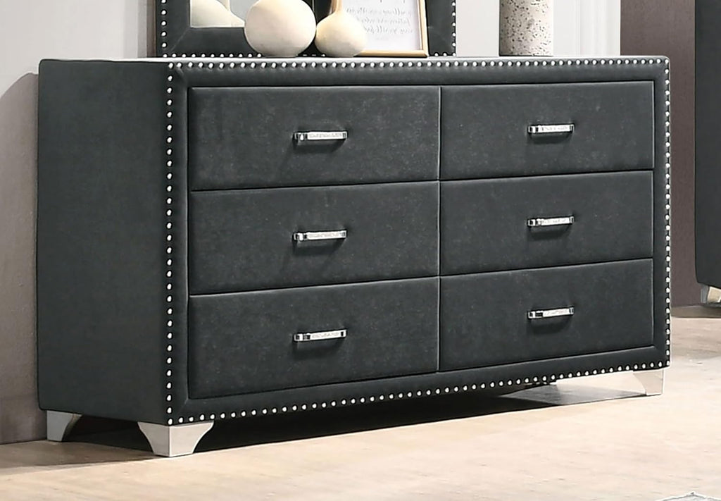 Coaster Home Furnishings Melody Modern Classic 60-inch 6-Drawer Bedroom Dresser Clothing Storage Cabinet Wide Chest of Drawers Organizer Unit Grey 223383