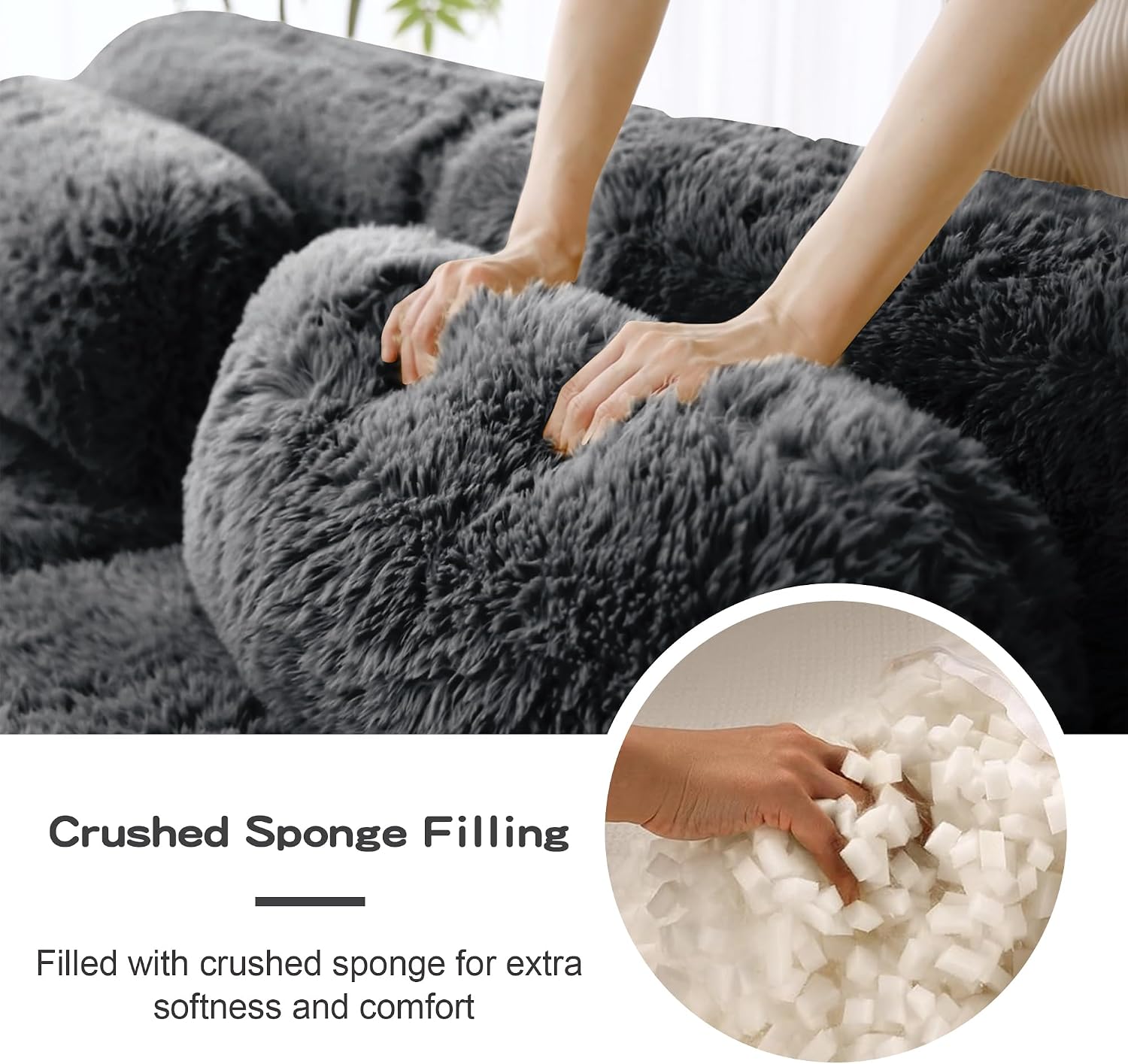 80-Inch Boneless Love Seat Couches in a Box, 2 Seat Modular Foam Cloud Sofa Floor Compressed Loveseat Couch W/Angle Armrests for Home Apartments Bedroom Living Room
