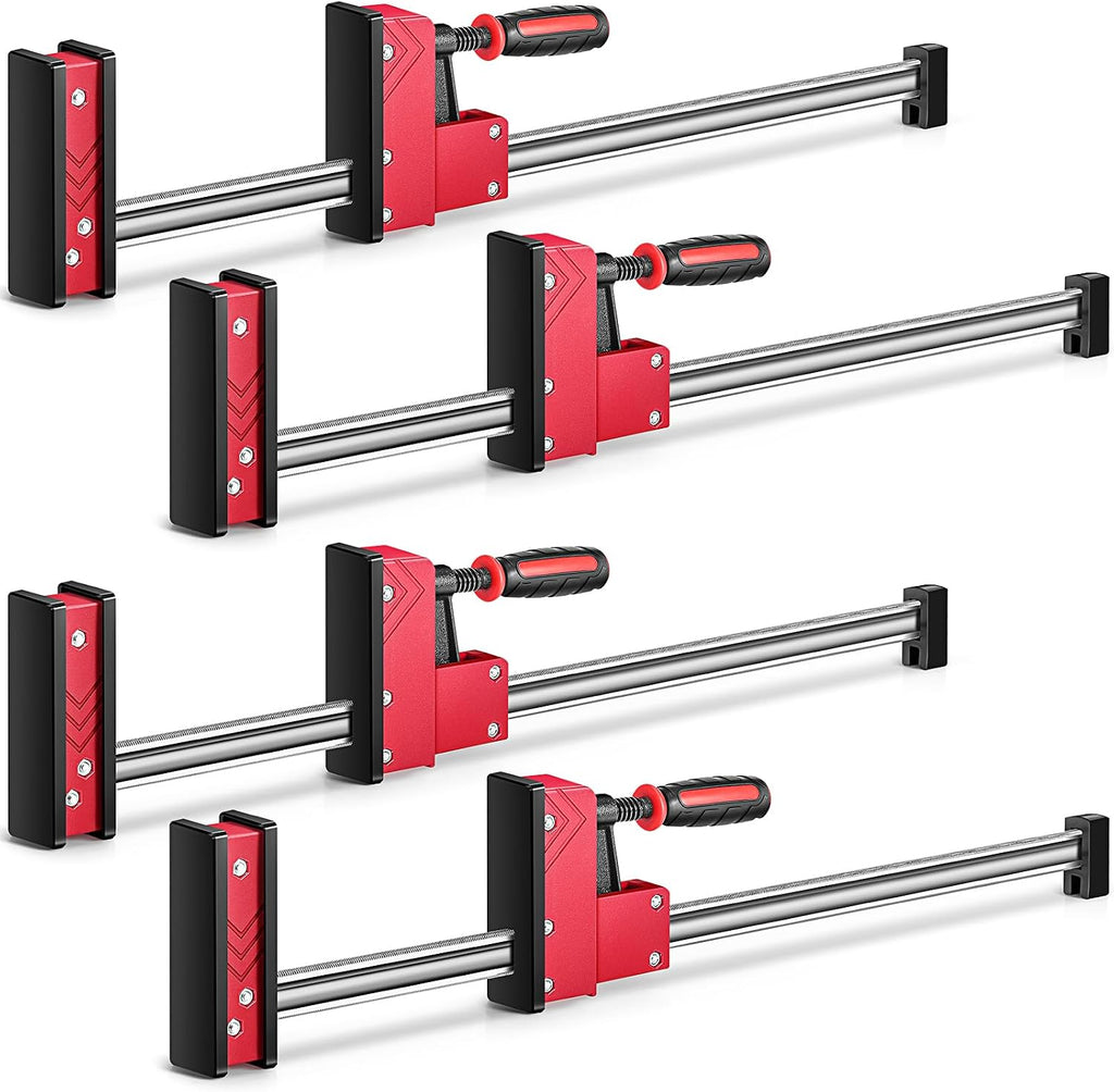 4 Pcs 24 Inch Heavy Duty Parallel Clamps Set for Woodworking Parallel Jaw Bar Clamps Carbon Steel for Woodworker Tools Metalworking DIY Projects, 1000 Lbs Load Limit