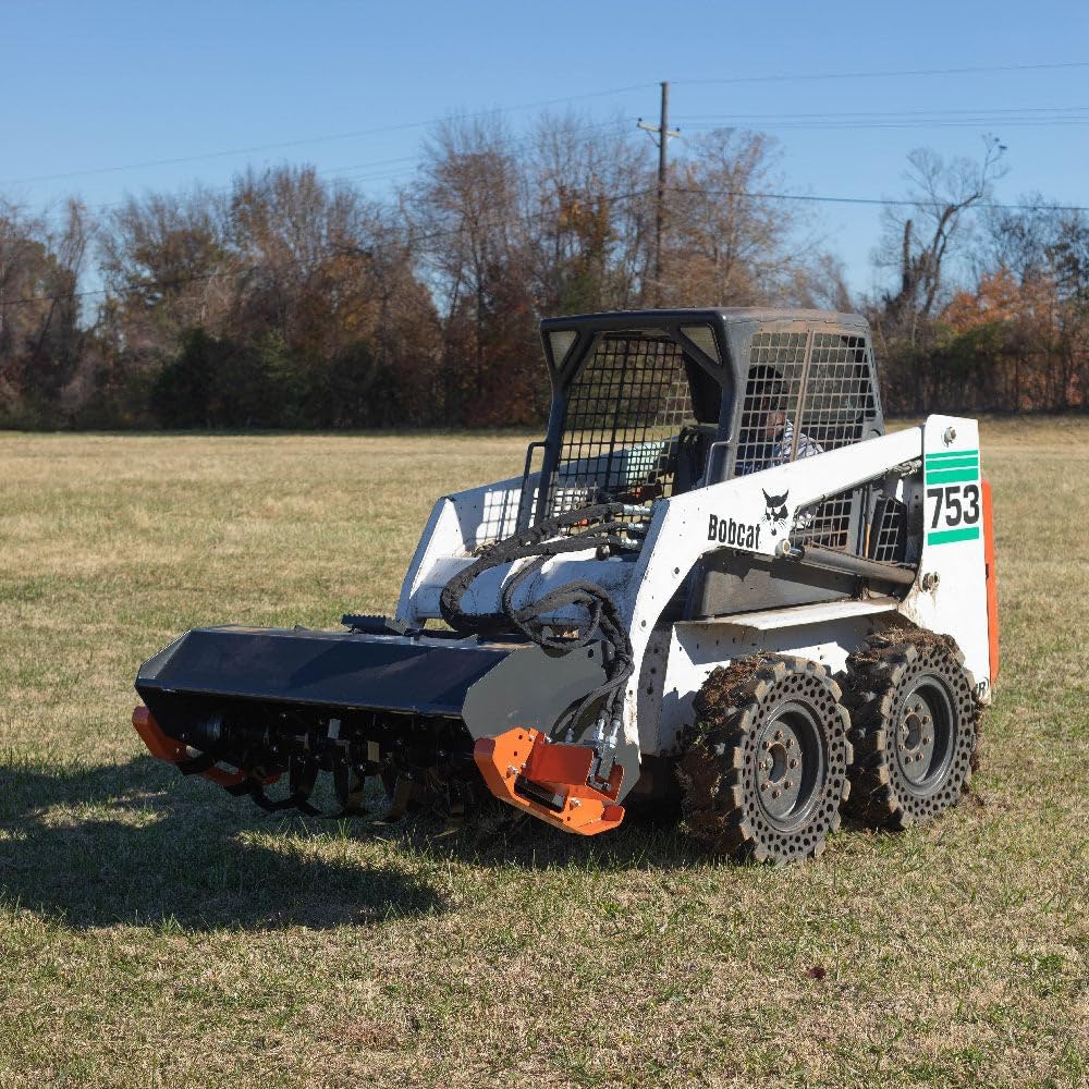 Titan Attachments Heavy-Duty Rotary Tiller Attachment, Universal Skid Steer Quick Tach, Bi-Directional Tiller for Landscaping (Tiller Width: 6')