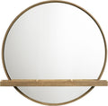 Coaster Home Furnishings Arini Coastal Round Wall Mounted Vanity Mirror for Bedroom with Jewelry Storage Shelf Sand Wash 224308