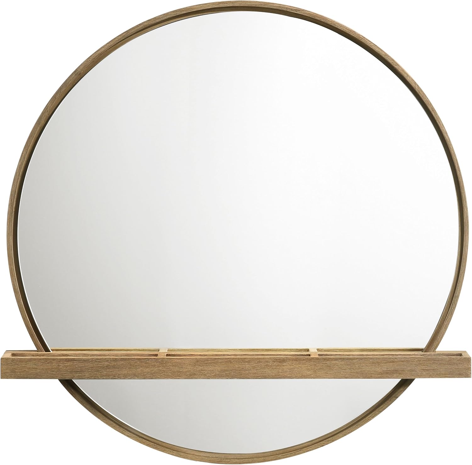 Coaster Home Furnishings Arini Coastal Round Wall Mounted Vanity Mirror for Bedroom with Jewelry Storage Shelf Sand Wash 224308