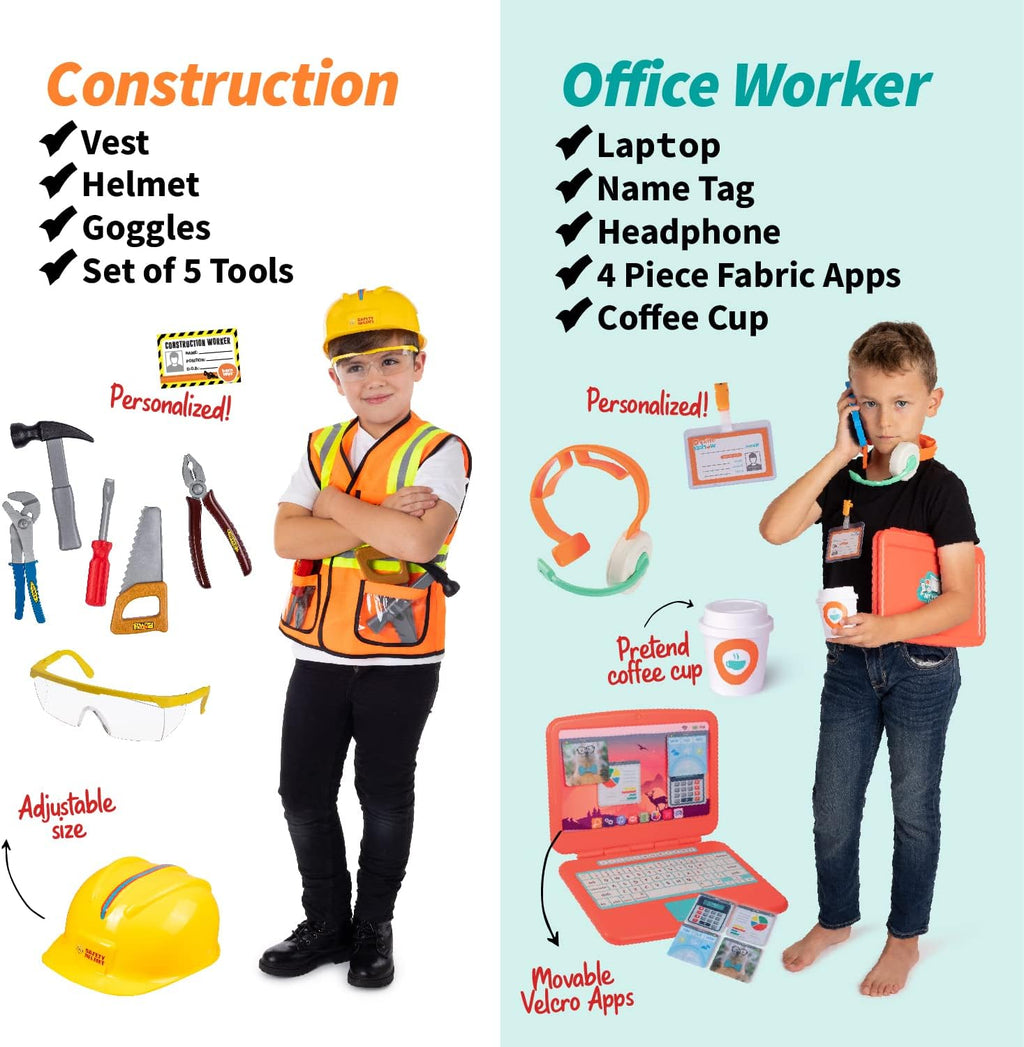 Born Toys 3-in-1 and 6-in-1 Kids' Dress Up & Pretend Play - Kids Costumes for Boys & Girls Ages 3-7 Washable Toddler Dress up Clothes w/Storage Box