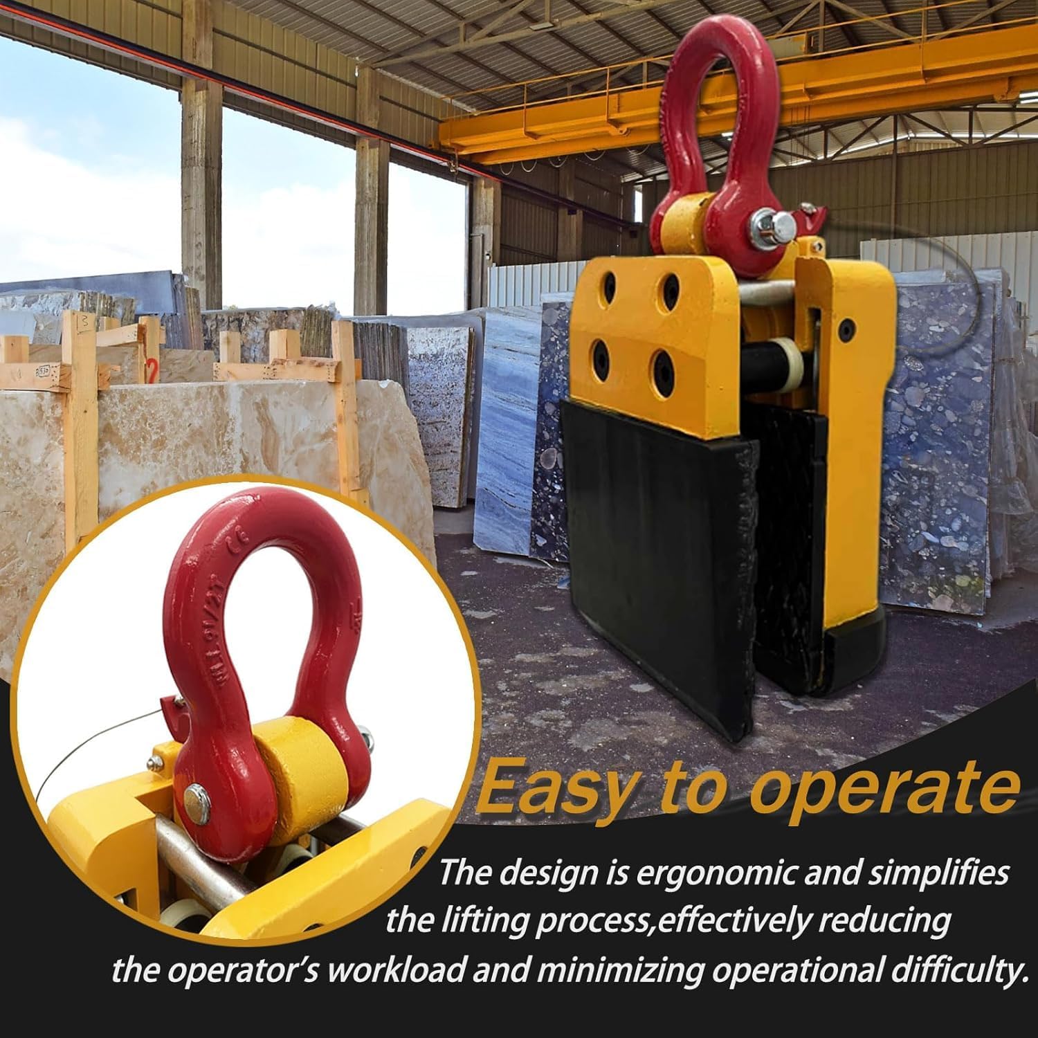 Import Heavy Duty Stone Lifting Clamp,2300.46 lbs Load Capacity, Stone Miter Clamp 0.4-1.97 in Opening Range, slab lifterIndustrial Grade Steel Construction slab lifter. (Yellow)