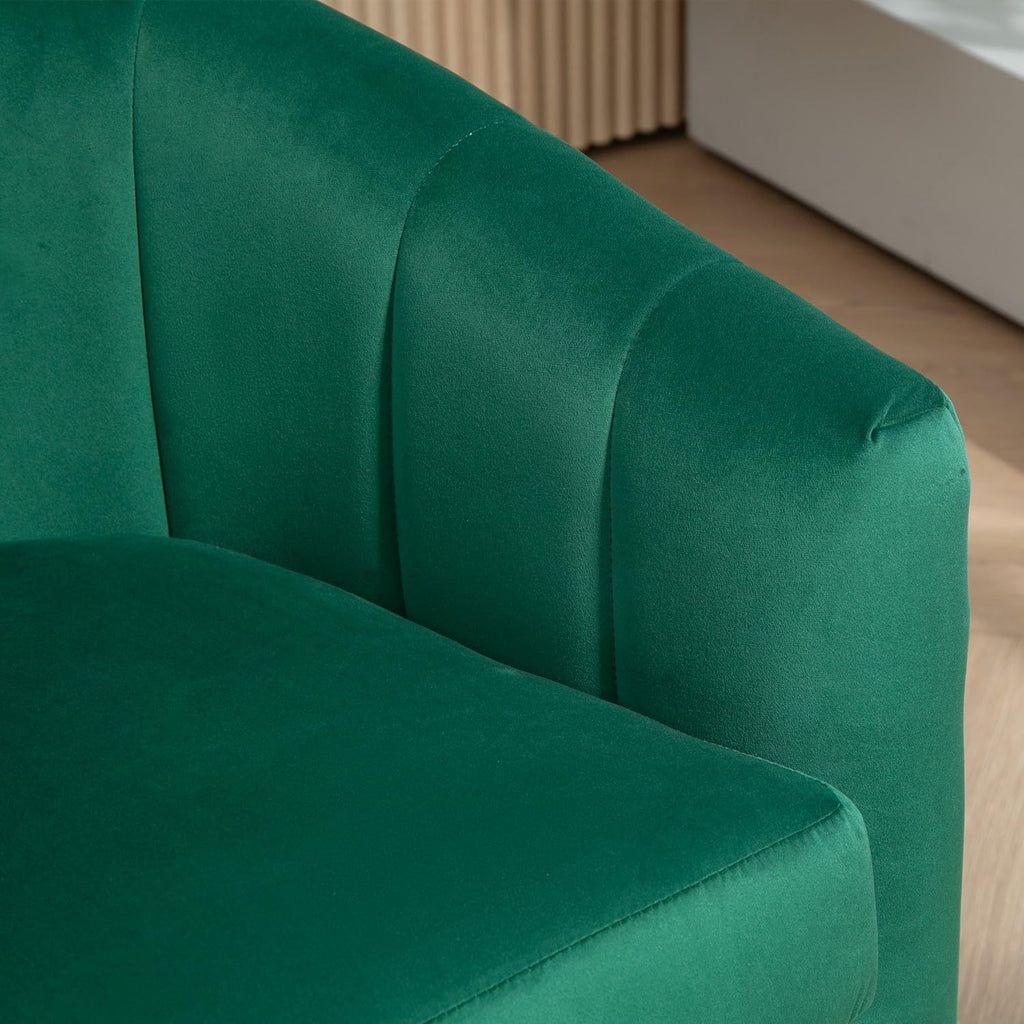 Container Furniture Direct Velvet Modern Accent Armchair - Luxury Gold Frame | Versatile Seating for Living Room, Bedroom, Office, Green
