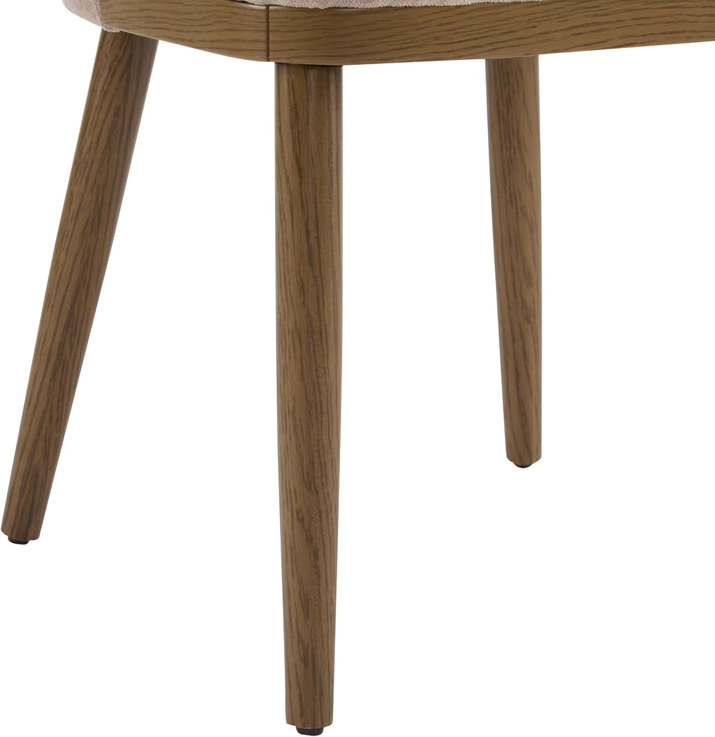 Christopher Knight Home Set of 2 Ringo Fabric Upholstered Dining Chairs, Rubberwood Frame, Curved Backrest,Foam-Filled Cushion, Armless Accent Chair/Side Chair, Dining Room/Kitchen, Apricot+Walnut