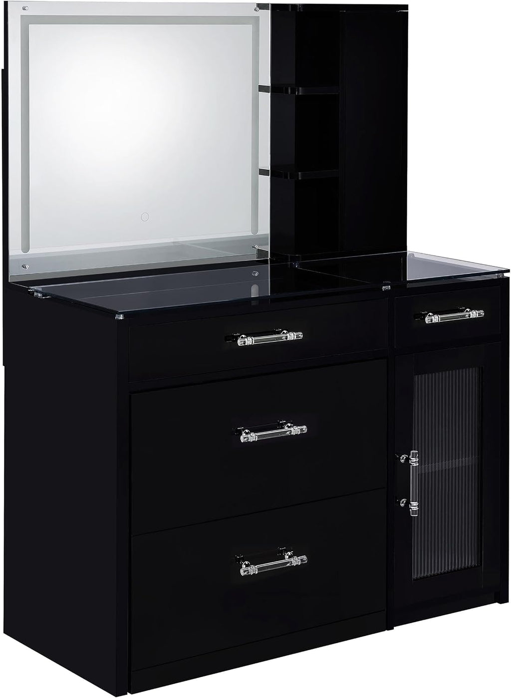 Coaster Home Furnishings Flora 2-Drawer Vanity Set with Led Mirror Black High Gloss