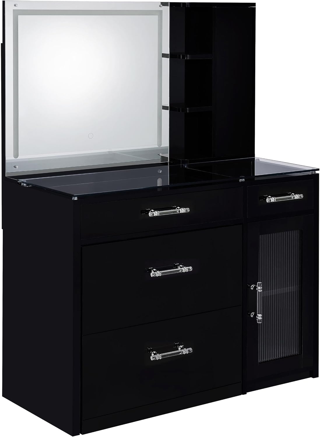 Coaster Home Furnishings Flora 2-Drawer Vanity Set with Led Mirror Black High Gloss