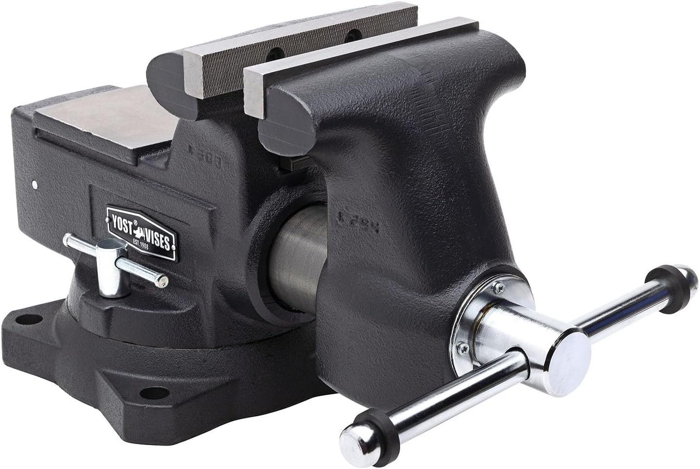 Yost HD650-C Heavy Duty 6-1/2 Inch Mechanics Work Bench Vise | Heavy Duty Woodworking & Metal Work Table with Secure Grip Swivel Base | 60,000 PSI Casting Iron Material with Extra-large Anvil Surface