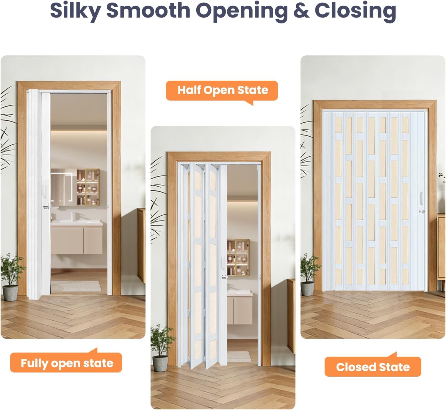 DIYHD 60X96in Accordion Door, Large PVC Folding Door with Frosted Acrylic Panel for Privacy & High Light Transmission – Ideal for Oversized Openings, Space-Saving Closet or Room Divider