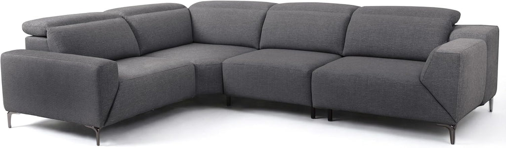 Furniture of America Kirel Modern Sectional Recliner with USB Ports, Adjustable Headrests and Swivel Armrest, Reclining Sofa, L Shape Couch for Living Room, Office, Home Theater, Playroom, Dark Grey