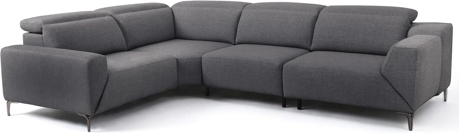 Furniture of America Kirel Modern Sectional Recliner with USB Ports, Adjustable Headrests and Swivel Armrest, Reclining Sofa, L Shape Couch for Living Room, Office, Home Theater, Playroom, Dark Grey