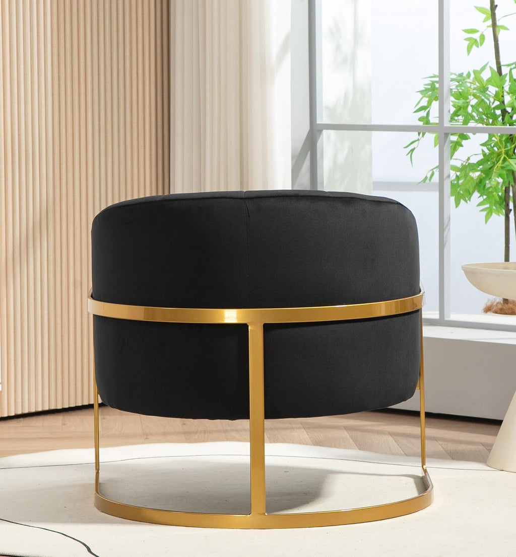 Container Furniture Direct Velvet Modern Accent Armchair - Luxury Gold Frame | Versatile Seating for Living Room, Bedroom, Office, Black