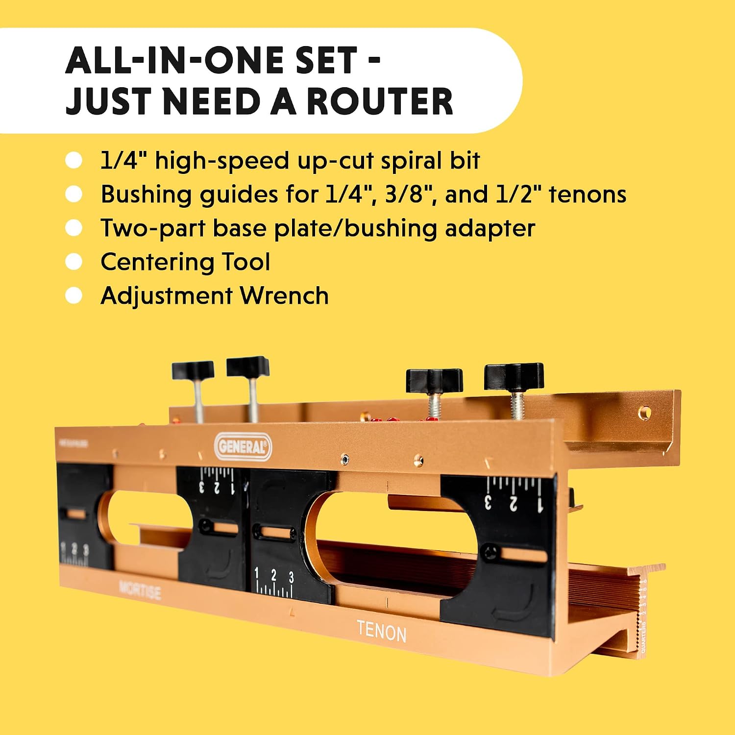 General Tools Mortise and Tenon Jig - Drill Template Set with Hollow Chisel Bit Attachment
