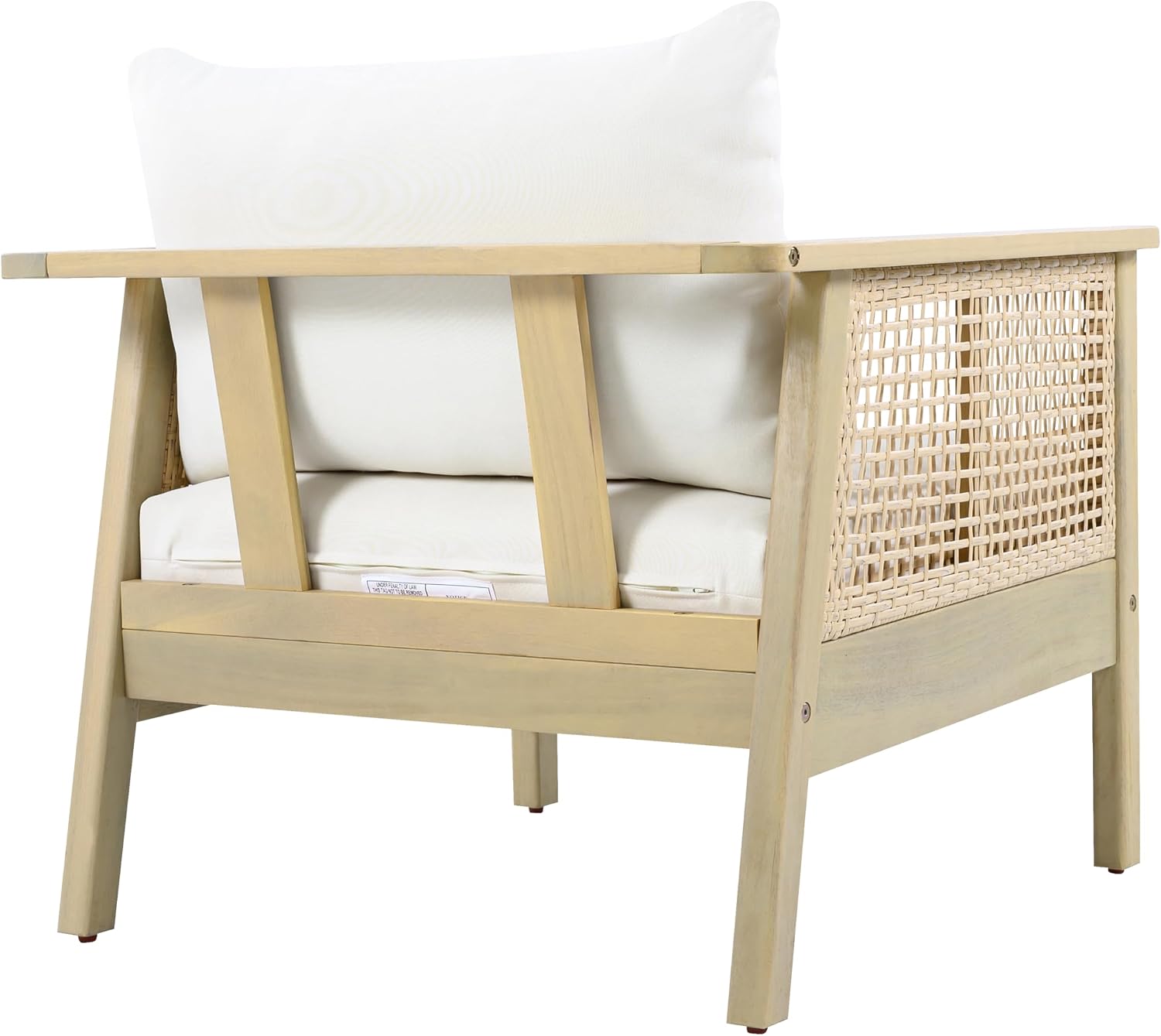 Christopher Knight Home Teras Acacia Wood Lounge Chair Outdoor Set of 2 with Removable Cushion, Solid Wood Patio Accent Chair with PE Wicker Accents, Patio Furniture Set Sofa Chair, Light Teak+Cream