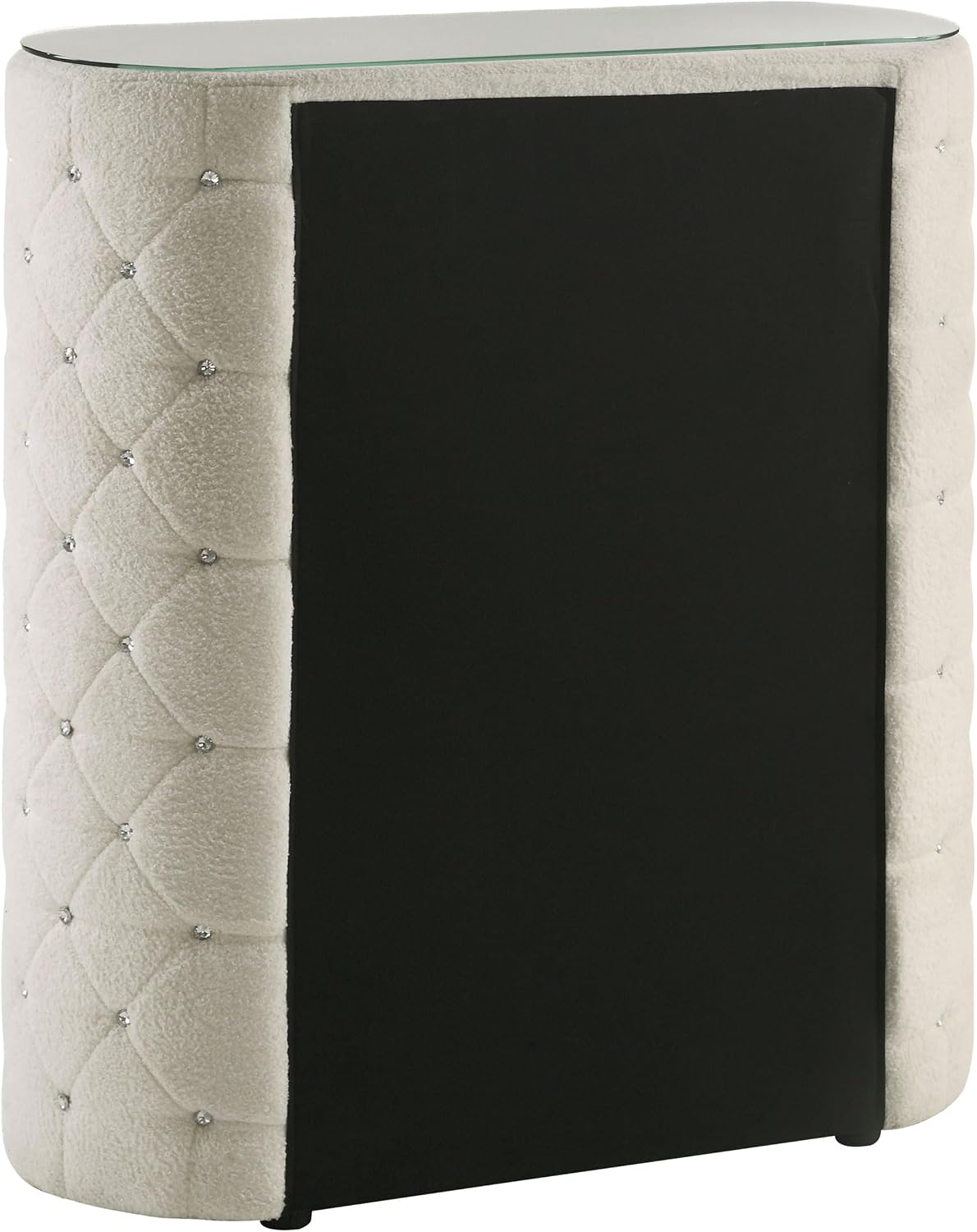 Coaster Home Furnishings - Sonya - Wood - 5-Drawer Chest with Crystal-Like Pulls, Diamond Tufting and Glass Top - Bedroom - Ivory - 360115