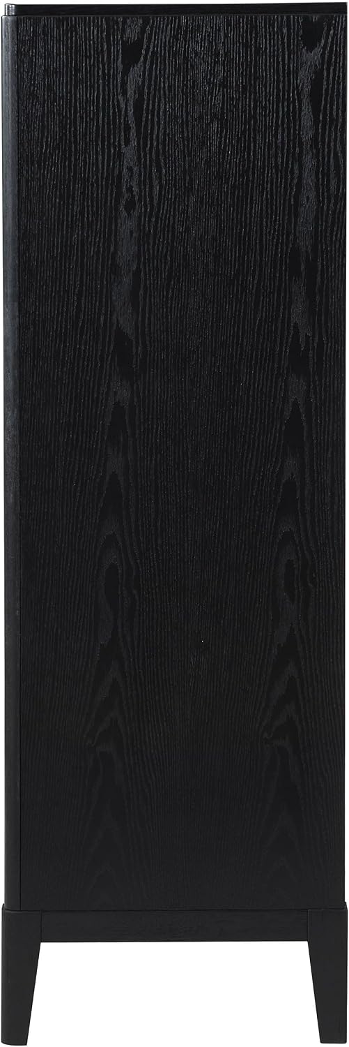 Coaster Home Furnishings - Brookmead - Wood - 5-Drawer Chest with Fluted Drawer Fronts, Half-Moon Handles, Felt Lining Top and Tapered Legs - Transitional - Bedroom - Black - 224715