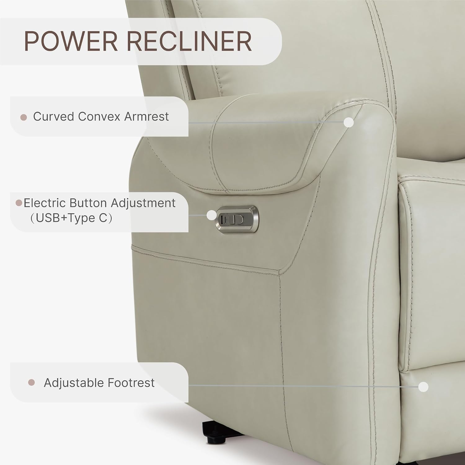 KISLOT Wall Hugger Recliner Chair for Adults, Faux Leather RV Recliner with USB Charging Ports Electric Power Reclining Sofa for Living Room Home Theater Seating Bedroom