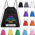 Custom Drawstring Backpacks With Your Logo, 1000 Pack Personalized Text Drawstring Bags String Bag Bulk, Great for Travelling, Gym and for Everyday Use (Black)