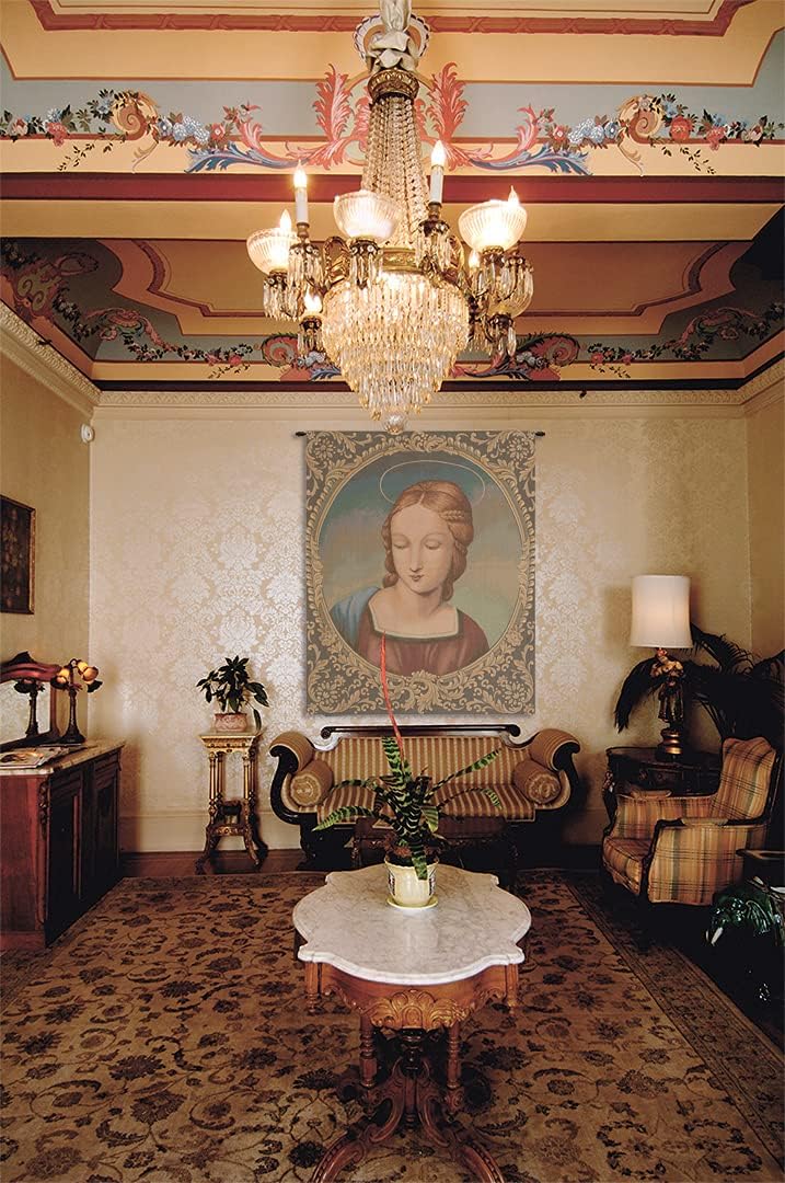 Charlotte Home Furnishings Inc. Madonna Del Cardellino Italian Tapestry Wall Hanging 22 X 18 Inch Viscose Cotton And Polyester Blend Wall Art Perfect For Home Decor And Wall Decor By Raphael