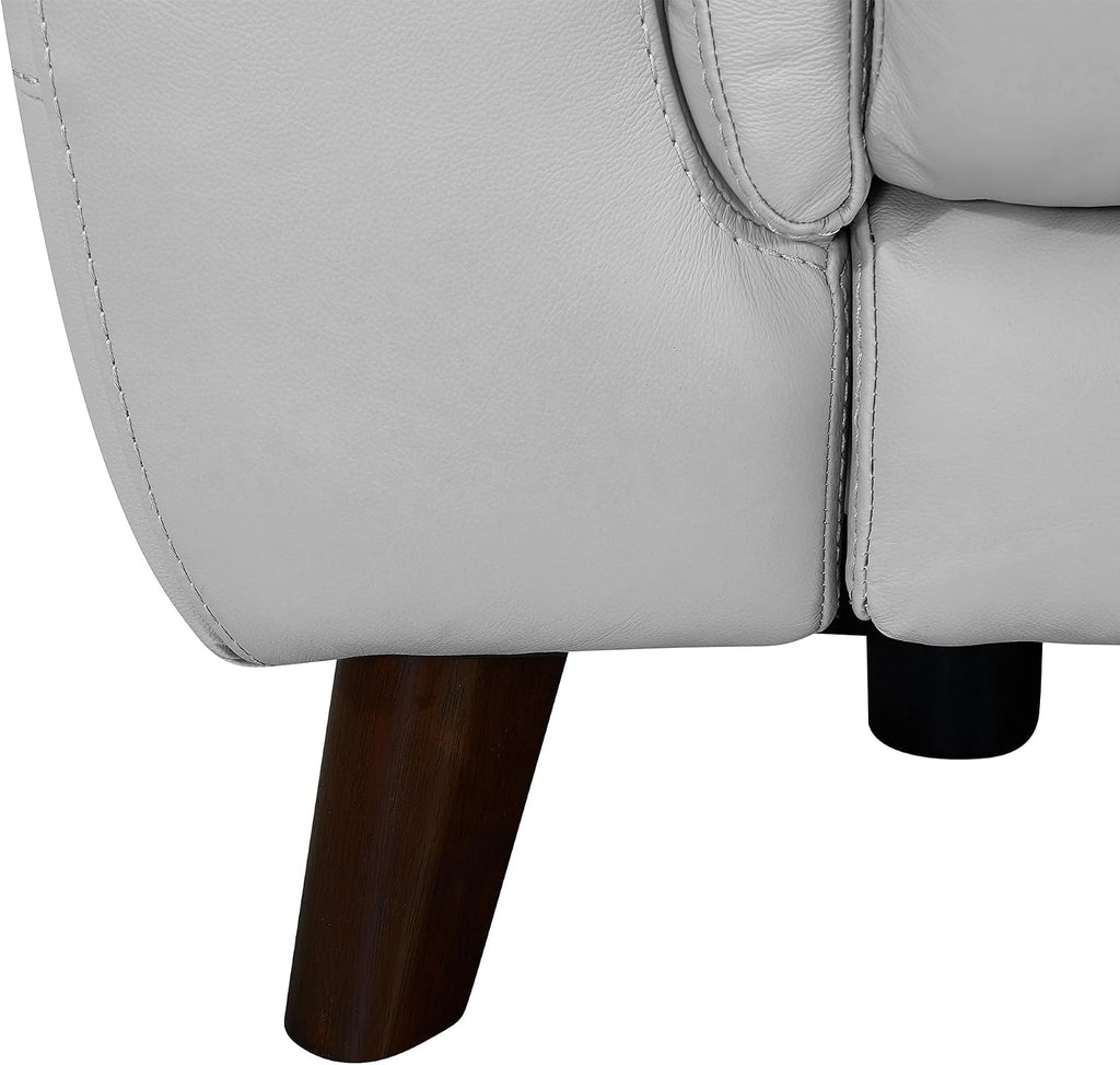 Armen Living Lizette Contemporary Top Grain Leather Power Reclining Living Room Accent Chair, Dove Grey