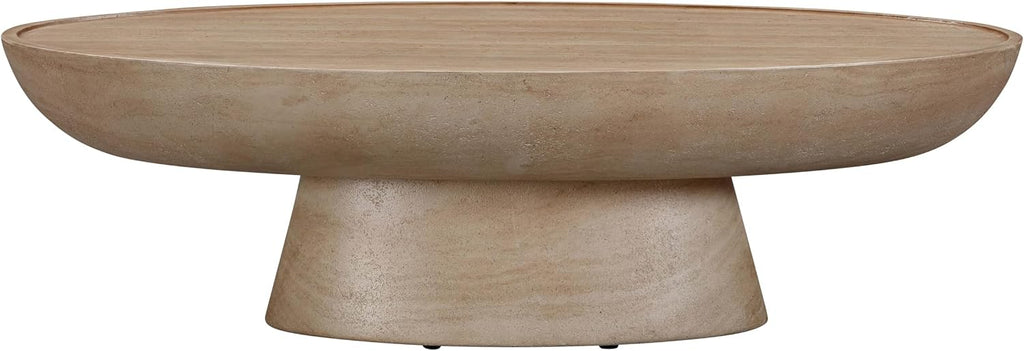 Tov Furniture Eclipse Textured Faux Travertine Indoor/Outdoor Coffee Table