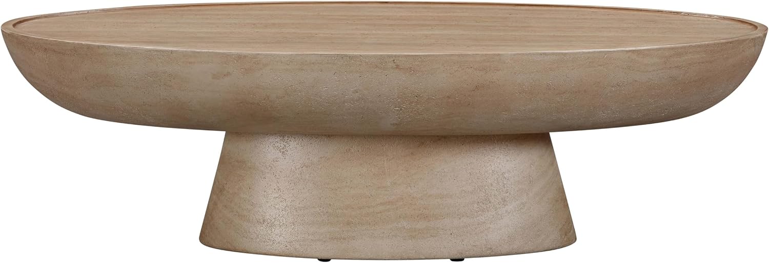 Tov Furniture Eclipse Textured Faux Travertine Indoor/Outdoor Coffee Table