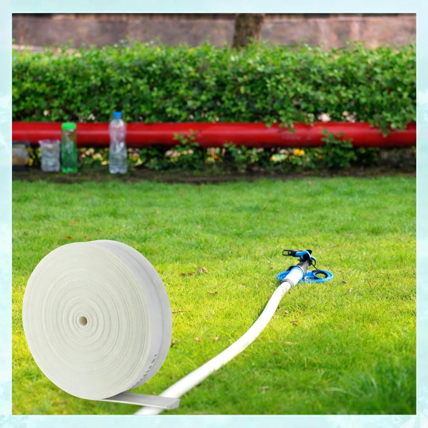 Pushglossy 3 Inch x 295 ft Heavy Duty Pool Backwash Hose with 2 Clamps Flat Discharge Hose for Swimming Pool Outdoor Garden Lawn Irrigation Sump