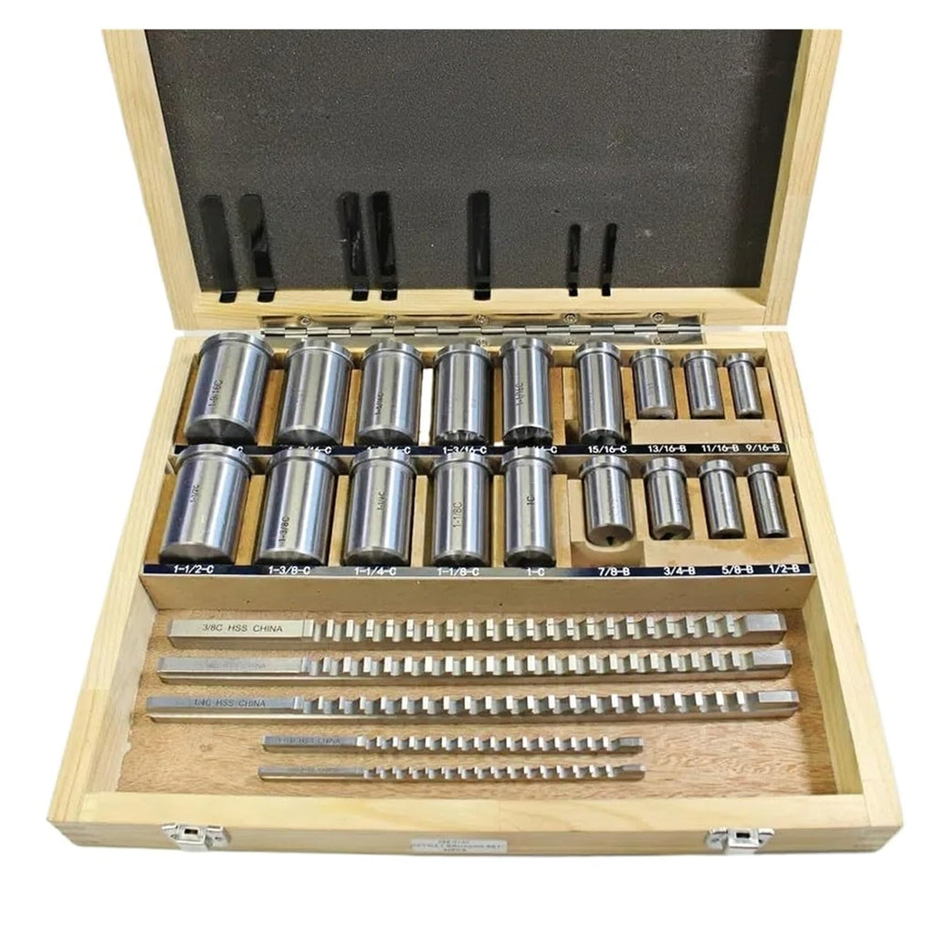 Push-Type Keyway Broach 30pcs Inch Sized HSS Groove Keyway Broach broaches Set Key broaching Tools Tool 5pcs 1/2''-1-1/2''18pcs Bushings 7pcs Shims