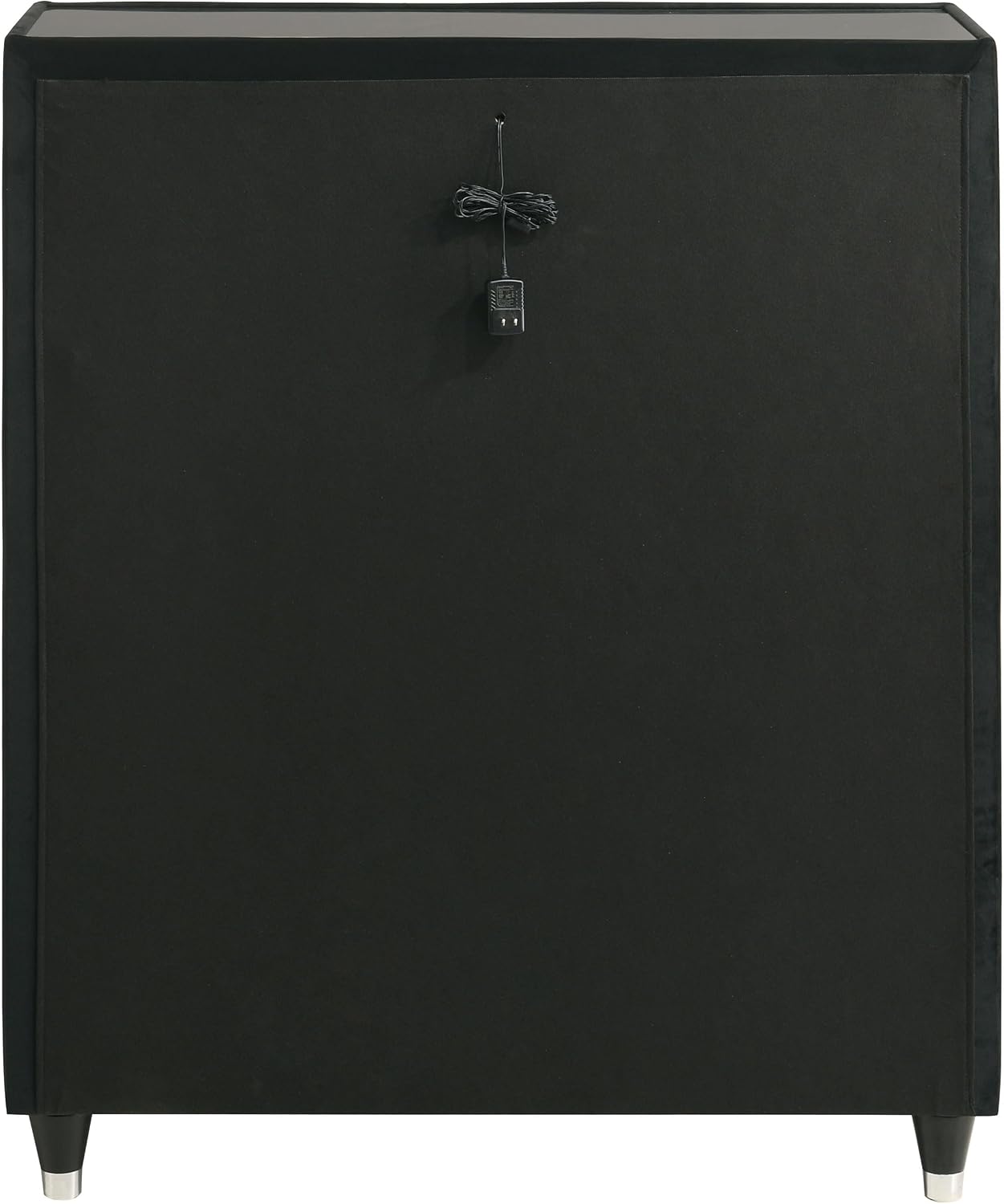 Coaster Home Furnishings - Lorient - Wood and Velvet - 5-Drawer Chest with Built-in LED Lighting, Crystal Knobs and English Dovetail Joinery - Bedroom - Black - 223165