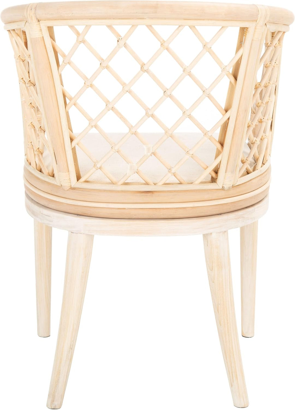 SAFAVIEH Home Collection – Carlotta Natural Rattan Arm Chair with White Cotton Cushion, Coastal Bistro Accent Chair for Dining, Living Room, Bedroom or Office (SEA4013B)