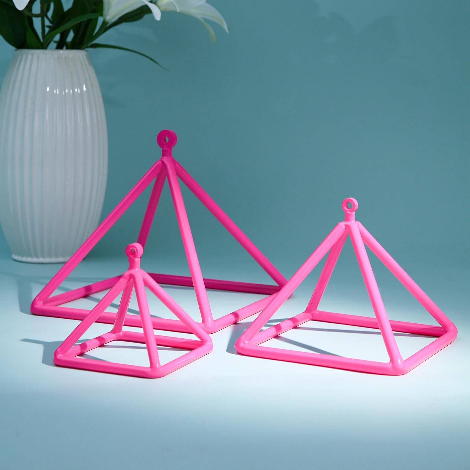 TOPFUND 10 inch Pink Crystal Singing Pyramid with Synthetic Leather Carrying Case and Quartz Suede Mallet
