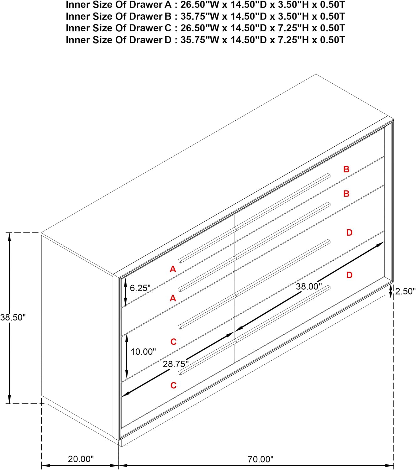 Coaster Home Furnishings - Durango - Wood - 8-Drawer Dresser with Extra-Long Drawer Pulls, Taupe Oak Finish, Mitered Trim, Contemporary Style - Bedroom - Taupe Oak - 223273