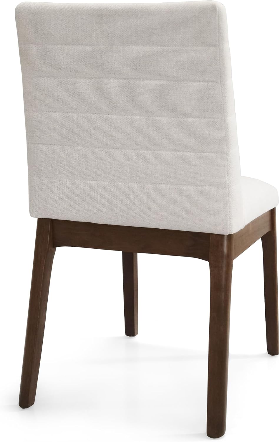 Christopher Knight Home Lancer Dining Chairs Set of 2, Wooden Kitchen Side Chair, Fabric Upholstered Accent Chair, Mid-Century Modern Armless Design with Channel Stitching, Light Beige and Walnut