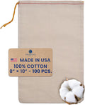 Celestial Gifts Muslin Bags with Drawstring 100pcs, 8x10 - Large Drawstring Bags Bulk - For Shoes, Gifts, Parts, Party Favors and DIY Crafts - 100% Cotton - Made in USA - (Red Hem & Orange Drawstring)