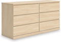Signature Design by Ashley Onita Contemporary 6-Drawer Dresser with Ash Finish, Light Brown