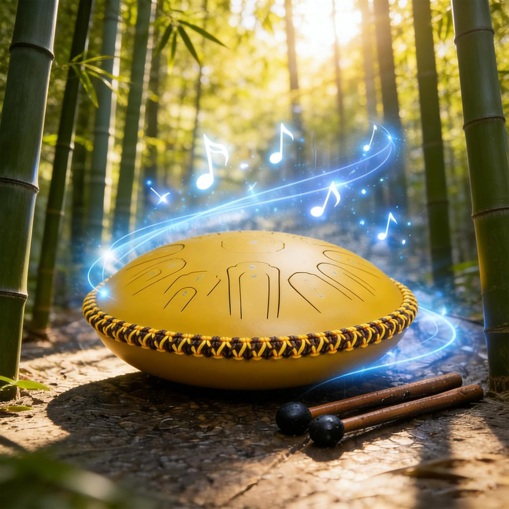 Generic Steel Tongue Drum 15 Inch 21 Notes - C Major Handpan Drum with Drum Mallets for Meditation Yoga Beginners Majors Family Friends Handpan Drum（Gold）
