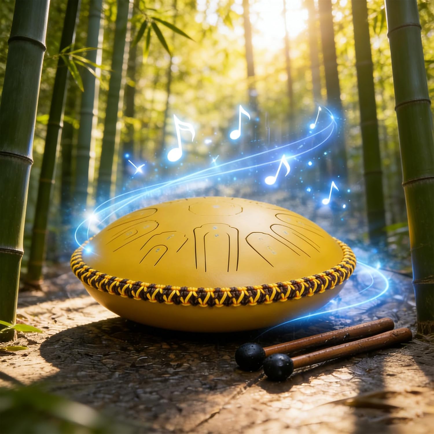 Generic Steel Tongue Drum 15 Inch 21 Notes - C Major Handpan Drum with Drum Mallets for Meditation Yoga Beginners Majors Family Friends Handpan Drum（Gold）