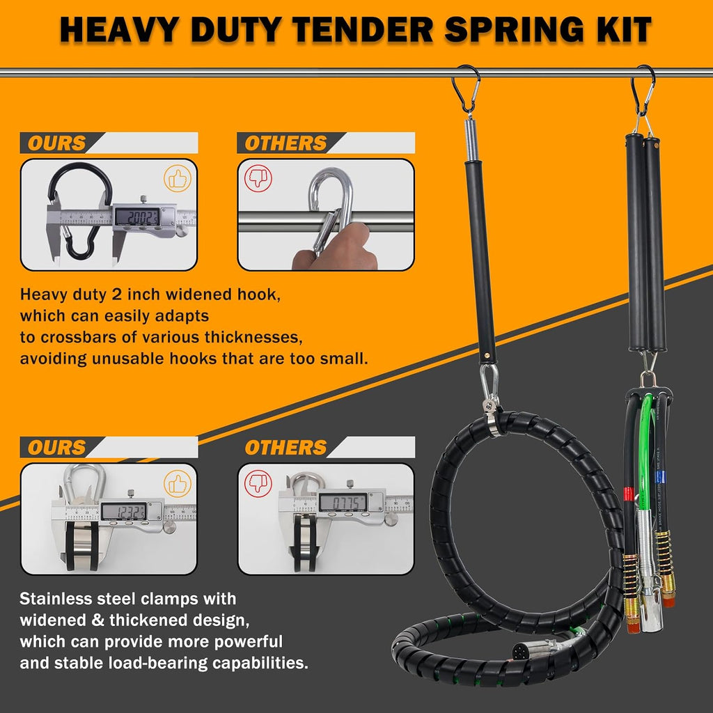 13.5 FT Semi Truck Air Lines Kit with 2 Pcs Tender Spring Kit and Glad Hands with Gladhand Holder & Handles 3IN1 Trailer Cord and Air Hoses Kit for Truck Trailer Tractor