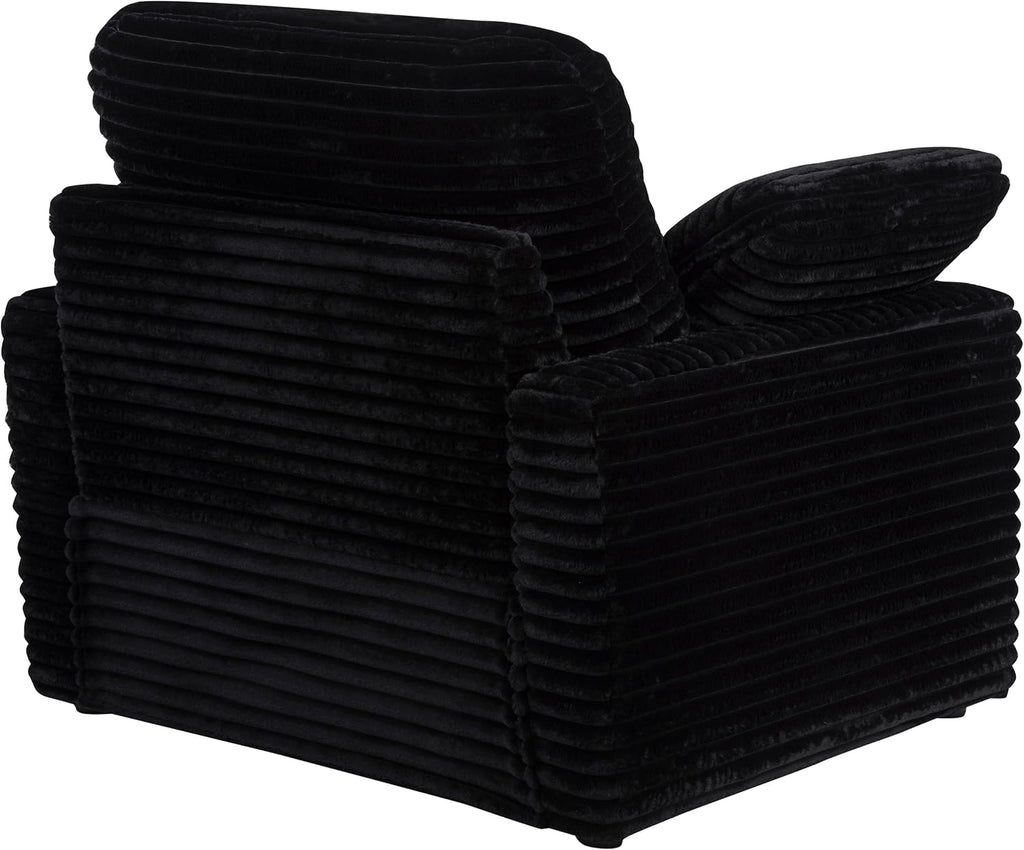 Coaster Home Furnishings - Collins - Wood and Fabric - Power Recliner with Horizontal Tufted Detail, Padded Arms, and Reversible Cushions - Living Room - Black - 610363P