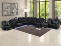 Power Recliner Sofa with Drop-Down Table Cup Holder, Living Room Furniture Sets, Beige Breathing Leather Power Reclining Sofa Set with 5 Recliner Seats,Storage Console for Living Room