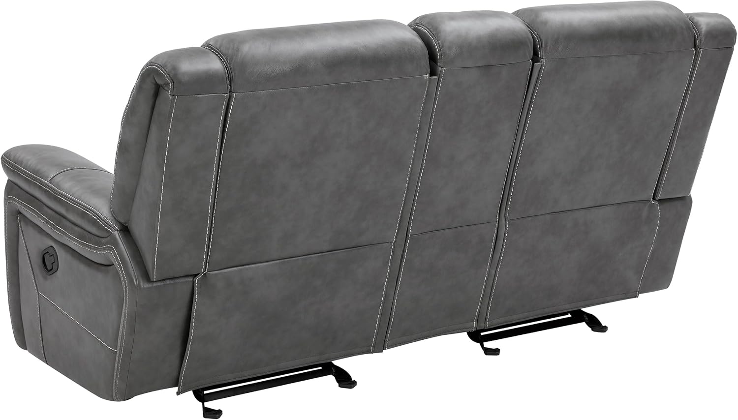 Coaster Home Furnishings - Conrad - Faux Leather Upholstered Padded Arm Glider Loveseat with Cup Holders, USB Port, Storage Drawer, and Power Outlet - Living Room & Home Theater - Gray - 650355