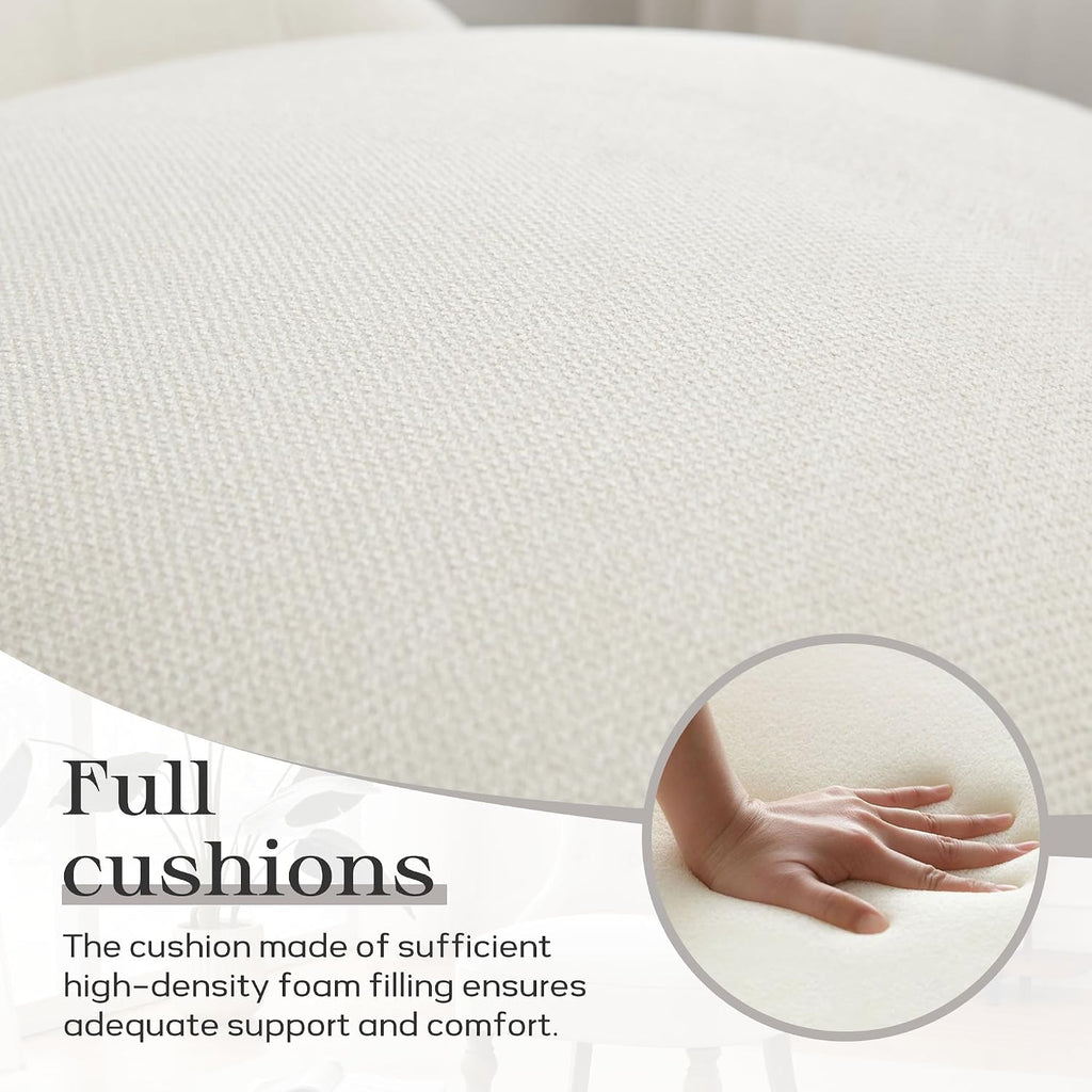 Zihanhome Living Room Chairs, Armless Accent Chair, Comfy Tufted Bedroom Chair, Upholstered Chair with Wooden Legs for Reading Room, Reception, Apartments and Dormitories (Beige)