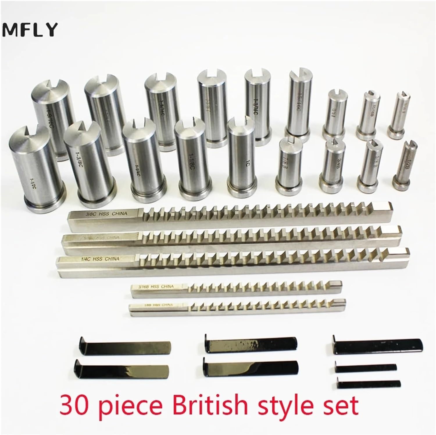 Push Type Keyway broaches 30pcs Keyway Broach Set Inch Sized 5pcs Broaches 1/2''-1-1/2'' 18pcs Bushings and 7pcs Shims HSS Keyway Tool
