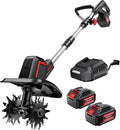 SOARFLY Upgraded Cordless Electric Tiller for Gardening, Total 8.0Ah Battery Powered Mini Cultivator with 2×4.0AH Batteries, 9' Width, 6.6' Depth, 48 Steel Tines Rototiller for Soil Cultivation