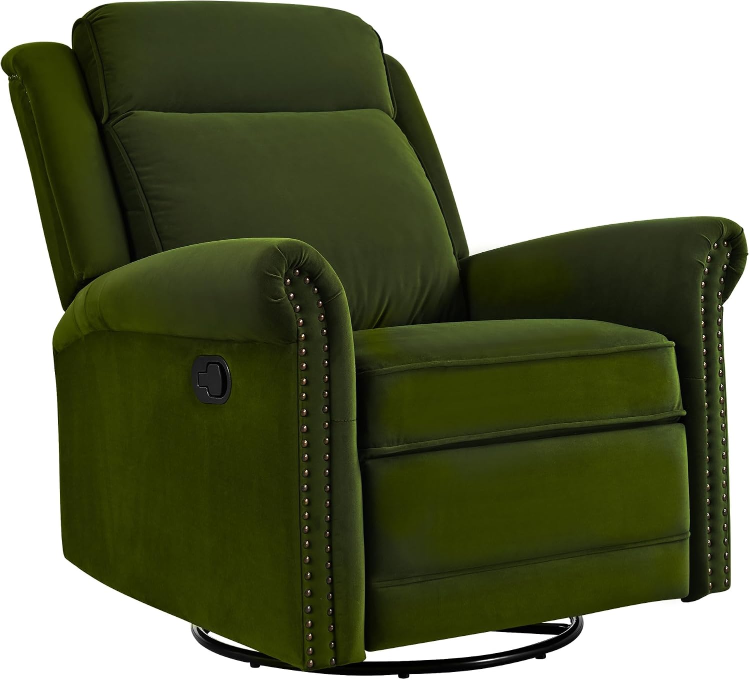 Christopher Knight Home 360° Swivel Recliner, Velvet Rocking Recliner Upholstered Recliner Chair, Rocker with Adjustable Backrest Nailhead Trims, Green