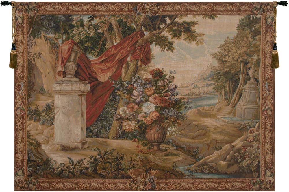 Charlotte Home Furnishings Inc. Bouquet Au Drape No People French Tapestry Wall Hanging, 58 X 78 Inch, Viscose Cotton And Polyester Blend Wall Art, Perfect For Home Decor And Wall Decor