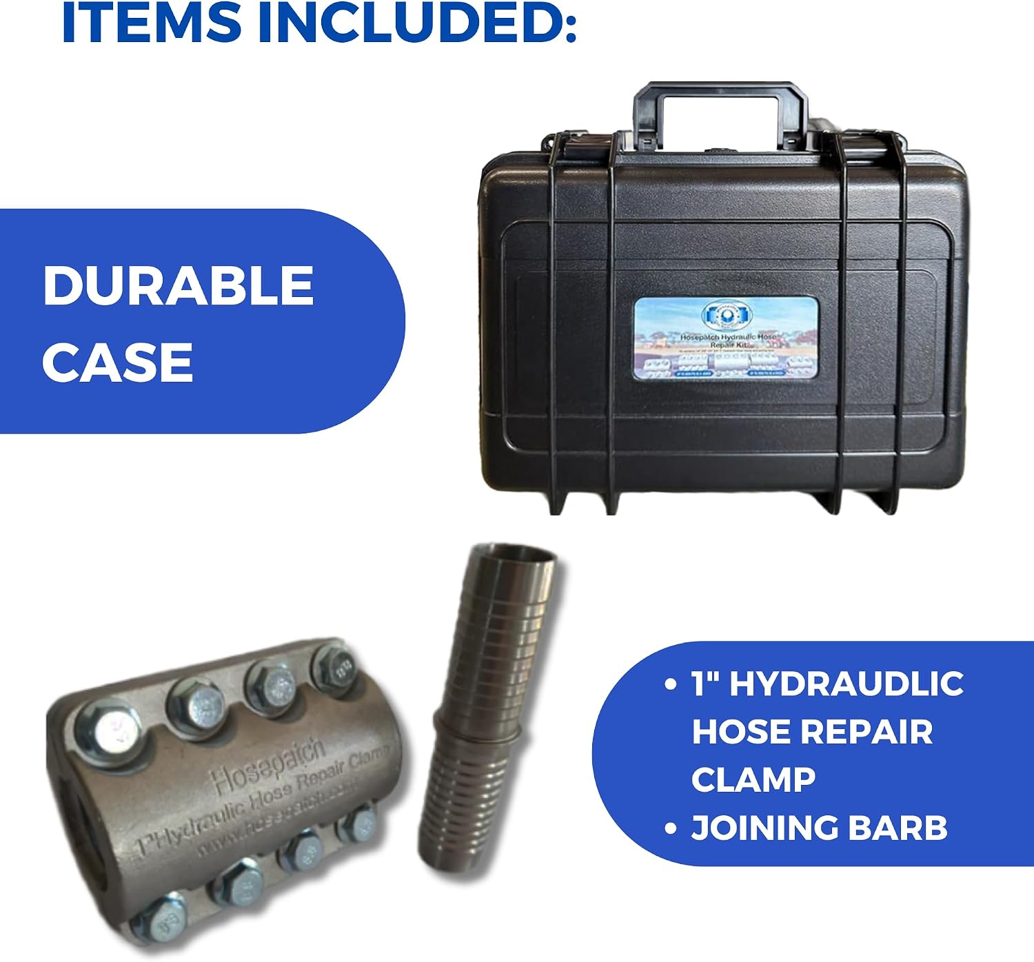 Hydraulic Hose Repair, Clamp Only for Fast Hose Repair, Durable Hose Repair Fittings, Hose Connector Repair, High Pressure Hose Clamps, Hose Patch Clamp - 1'