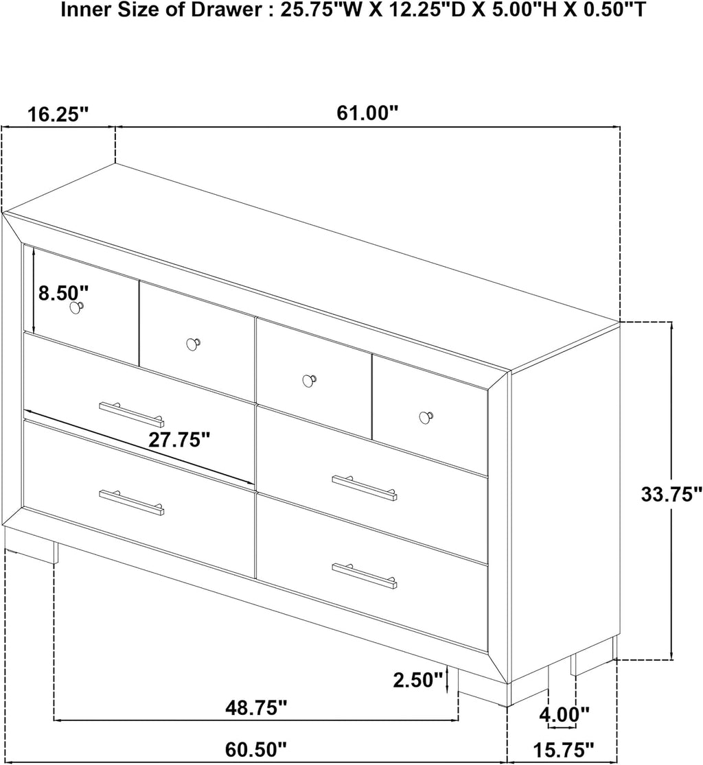 Coaster Home Furnishings - Arielle - Wood - 6-Drawer Dresser with Transitional Style, Scratch-Resistant Laminate, Metal Glides and English Dovetail - Bedroom - Light Oak - 223113